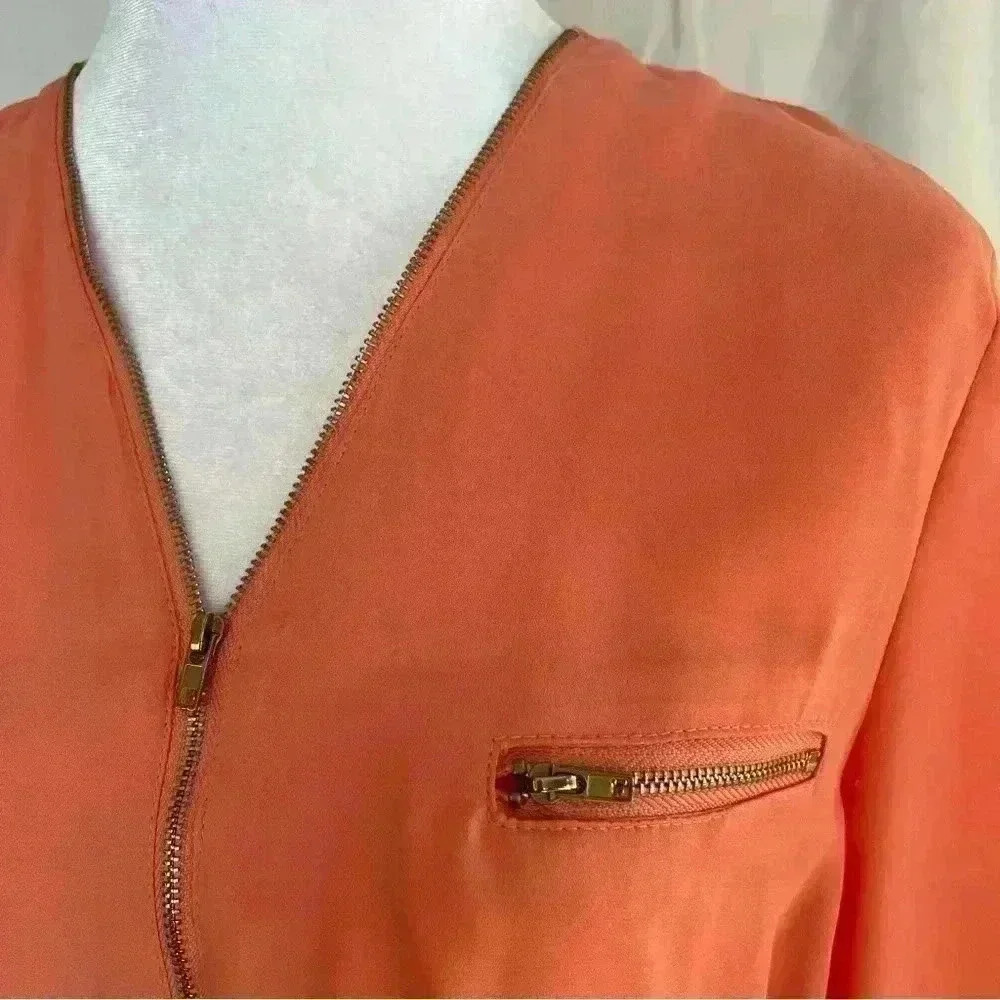 YA Los Angeles coral dress with belt and gold zipper detail. - Picture 8 of 8